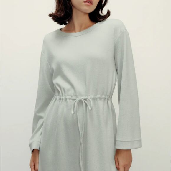 NEW Neiwai Ribbed Knit Drawstring Long Sleeve Dress Gray Violet - Picture 4 of 16